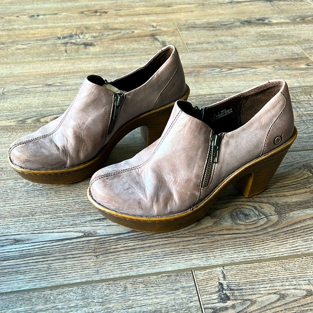 B.O.C Leather Ankle Bootie Size 9 EU 40.5 Taupe Distressed Tan Double Zip